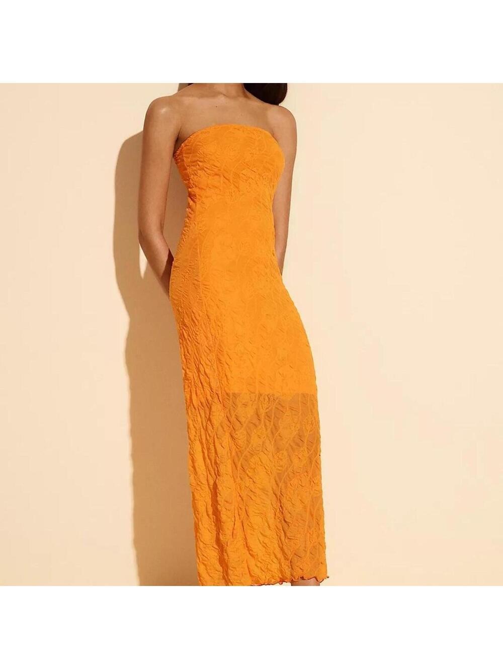 By Anthropologie Strapless Textured Knit Slip Midi Dress